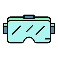 Wall Mural - Vr headset icon. Outline vr headset vector icon color flat isolated