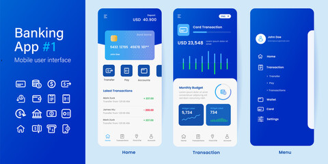 mobile banking online smartphone app blue color application layout ui user interface money transfer 
