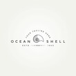 nautilus ocean shell minimalist line art badge logo icon template vector illustration design. simple modern seashell, marine, animal emblem logo concept