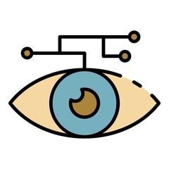 Poster - Artificial learning eye icon. Outline artificial learning eye vector icon color flat isolated