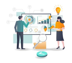 Aufkleber - Touch the network button and digital transformation analysis