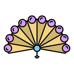 Sticker - Wind hand fan icon. Outline wind hand fan vector icon color flat isolated