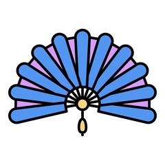 Sticker - Foldable hand fan icon. Outline foldable hand fan vector icon color flat isolated