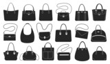 Fototapeta Pokój dzieciecy - Woman bag isolated black set icon. Vector illustration handbag on white background. Vector black set icon woman bag.