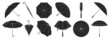 Umbrella isolated black set icon. Vector black set icon rainy cover . Vector illustration umbrella on white background.