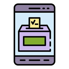 Wall Mural - Smartphone video ballot box icon. Outline smartphone video ballot box vector icon color flat isolated