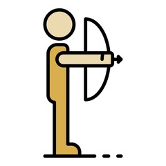 Wall Mural - Man take bow icon. Outline man take bow vector icon color flat isolated