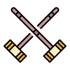 Wall Mural - Croquet cross mallet icon. Outline croquet cross mallet vector icon color flat isolated