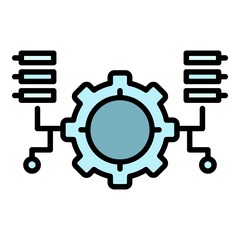 Poster - Ai gear program icon. Outline ai gear program vector icon color flat isolated