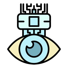 Poster - Ai eye humanoid icon. Outline ai eye humanoid vector icon color flat isolated