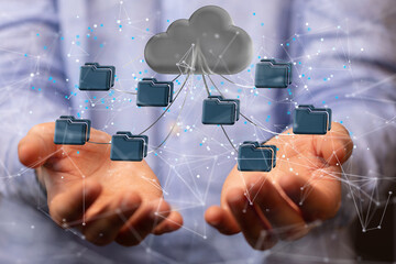 Fototapete - Ui of Cloud Computing Technology Internet Storage Network Concept