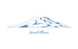 Mount Elbrus, popular peak for climbing. Mountain graphic illustration. Stylized vector mountain drawing for logo in linear style.