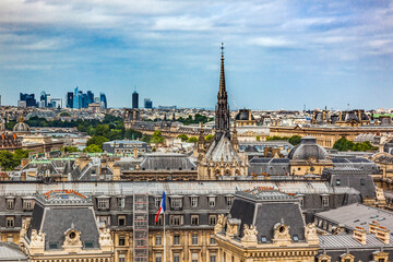  Notre Dame View Sainte Chapelle Old Modern Buildings Paris France