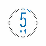 Fototapeta Big Ben - The 5 minutes, stopwatch vector icon. Stopwatch icon in flat style, timer on on color background. Vector illustration.