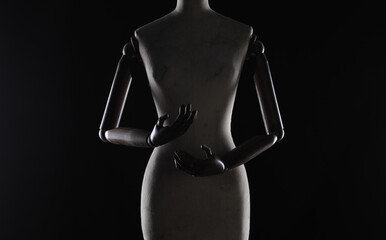 Canvas Print - halloween mannequin on black background