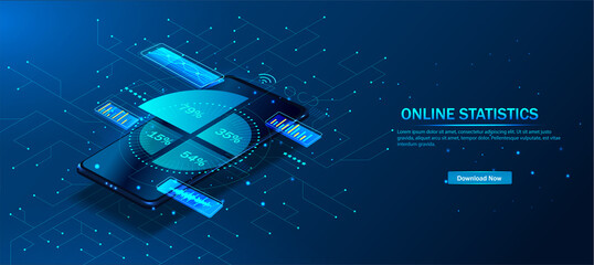Wall Mural - online statistic, data analytics and finance and trading mobile app. smartphone app and ui, ux, kit 