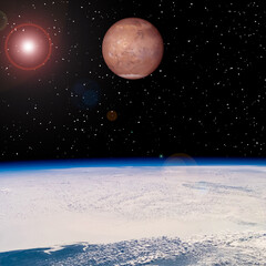 Wall Mural - mars and earth. the elements of this image furnished by nasa.