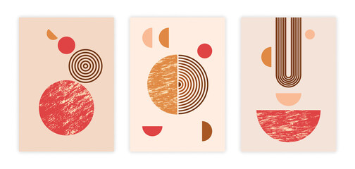 Wall Mural - collection of abstract posters. set of templates with textured geometric shape and line. design elem