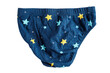 children's textile cotton soft underpants blue with stars for boys, warm for kids, isolated on a white background, close-up
