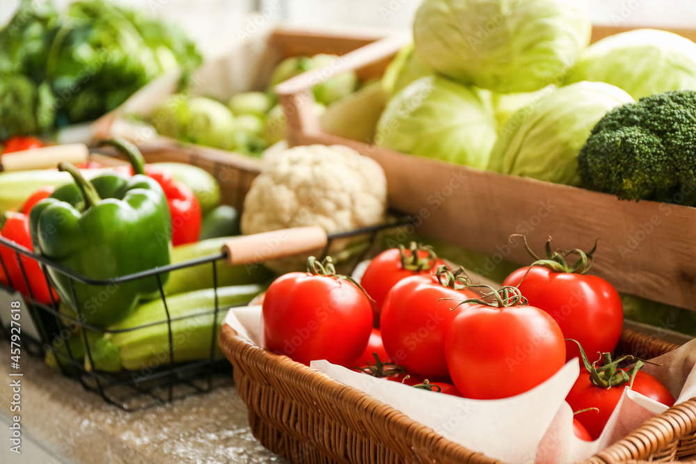 Fresh vegetables on stall in market