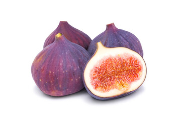 Wall Mural - Fresh figs and half isolated on white background