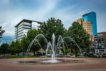 Wall Mural - Lexington, Kentucky downtown fountain with financial business district of the city visible in a distance