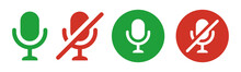Mic Button Icon. Microphone Icon. Mute And Unmute Audio Microphone.