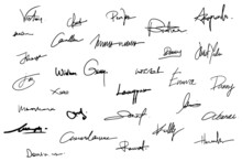 Collection Of Vector Signatures Fictitious Autograph. Signature For Convention.