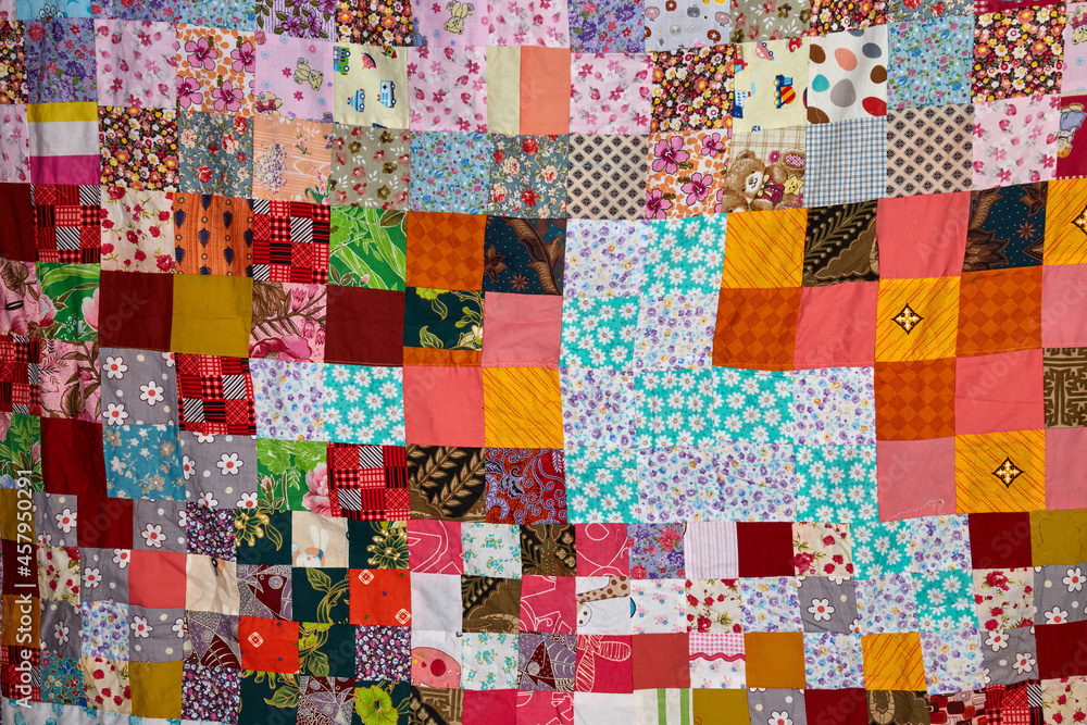 Handmade Patchwork quilt as background. Stock Photo | Adobe Stock