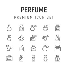 Wall Mural - Premium pack of perfume line icons.