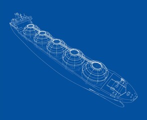 Wall Mural - Large gas tanker or LNG carrier. Vector