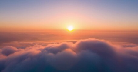 Wall Mural - Timelapse sunrise with fog and cloud above mountain