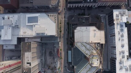 Wall Mural - Aerial overhead view of Cincinnati Downtown streets with urban grid and building rooftops