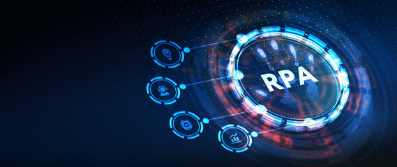 RPA Robotic process automation innovation technology concept. Business, technology, internet and networking concept. 3d illustration