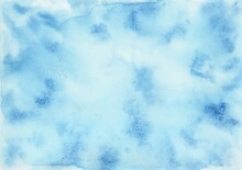 Soft Blue Wash Watercolor Background. Beautiful Watercolor Art For Card, Cover, Print.
