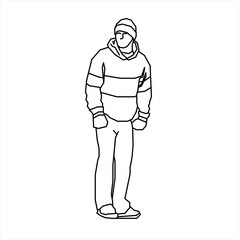 Wall Mural - Vector design of a sketch of a man wearing a mountain jacket