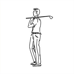 Wall Mural - Vector design of a sketch of a person playing golf