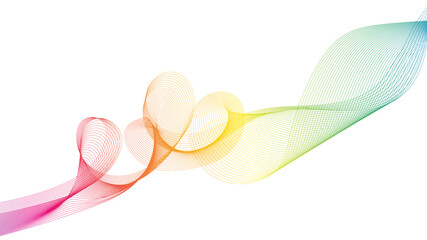 Leinwandbilder - Geometric colourful abstract rainbow, wave shapes on white background. Modern premium vector template for pride web banner, flyer, electro festival music poster.