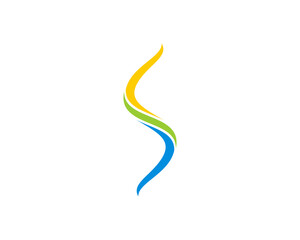 Sticker - S Letter from swoosh with yellow, green and blue colors