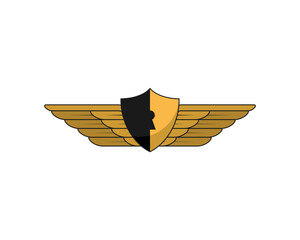 Sticker - Golden shield with spread wings illustration