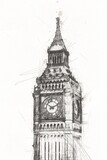 Fototapeta Big Ben - London big ben art drawing sketch illustration fun design vintage retro