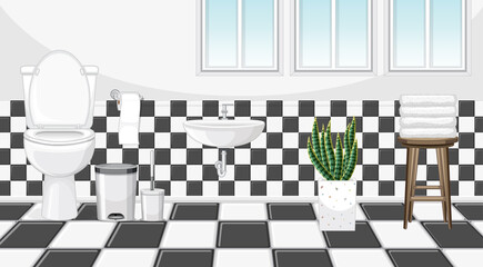 Wall Mural - Bathroom interior design with furniture