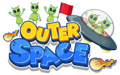 Wall Mural - outer space logo with many aliens
