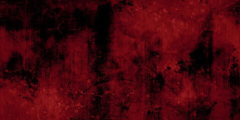 Wall Mural - Red and black horror background. Dark grunge red texture concrete