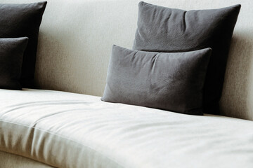 Wall Mural - Detail image of cushion on sofa, modern living room.