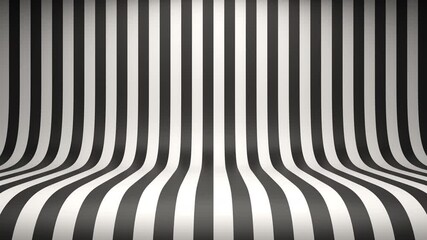 Wall Mural - studio background with black and white stripes. seamless loop. 3d rendering