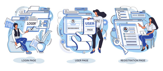 Wall Mural - enter login and password. registration page on screen. sign in to your account creative metaphor. lo