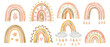 © KiraKonoshenko - Watercolor set of rainbow illustrations in boho style isolated on white background.