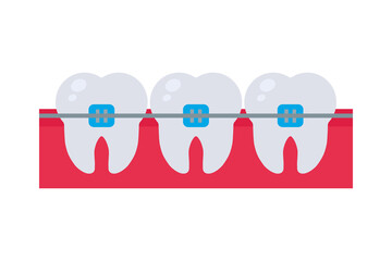 Sticker - teeth with brackets