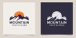 sunset mountain logo design vector